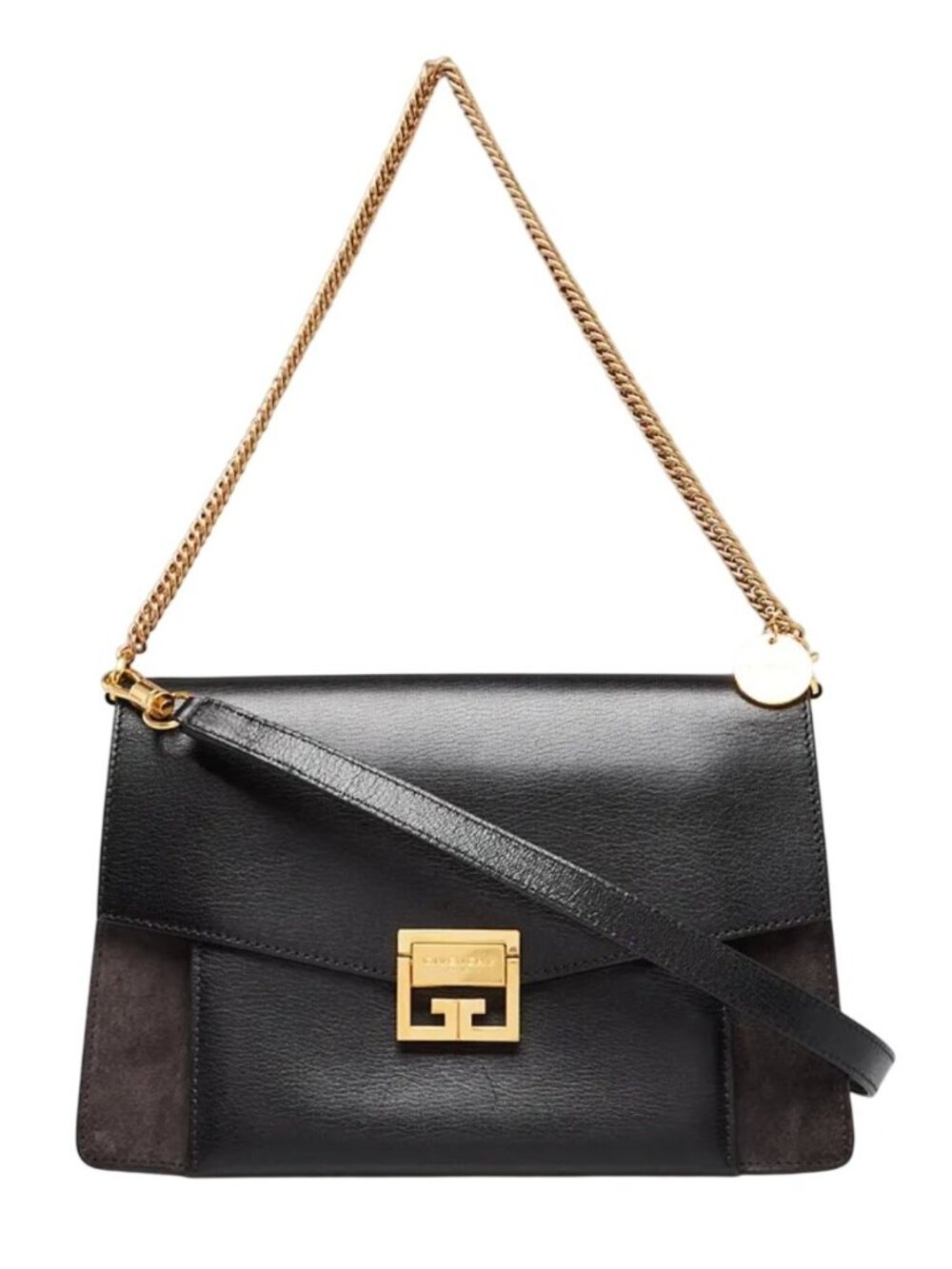 Givenchy Black/Grey Leather/Suede GV3 Medium Shoulder Bag